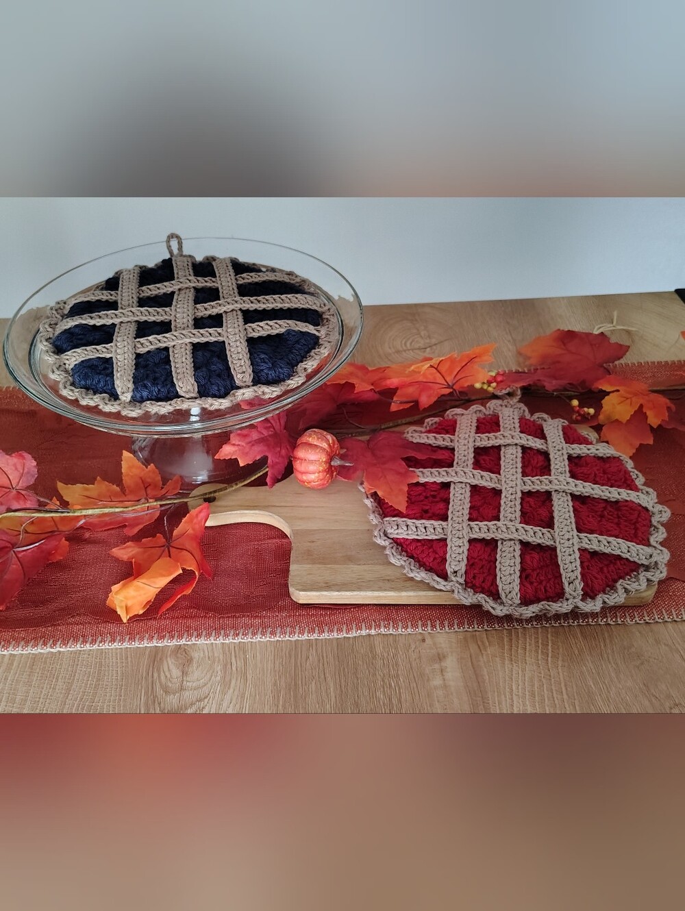 Handmade Pie Potholder- Triple Layer- Cherry Or Blueberry- 100% Cotton
